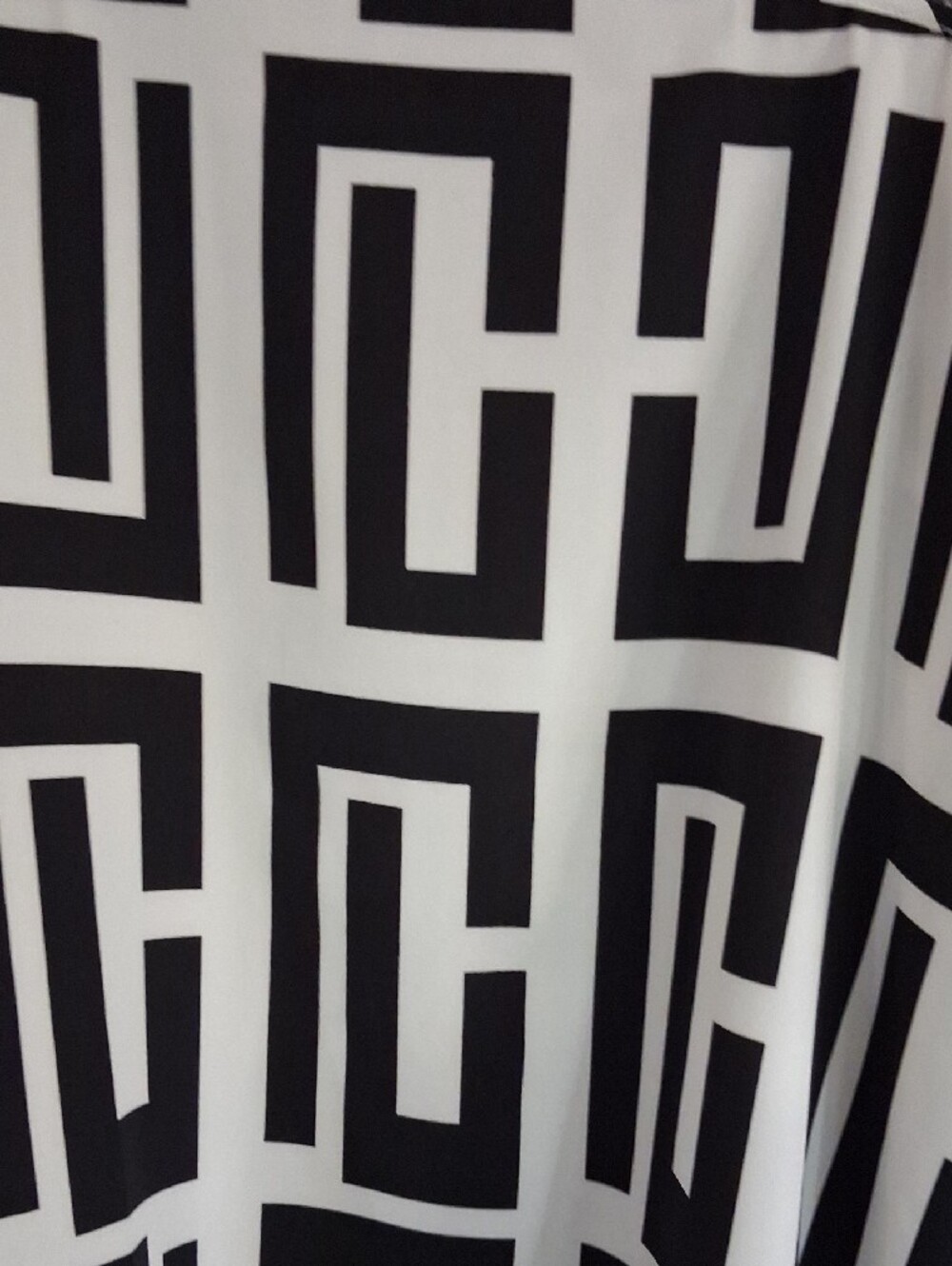 Black & White Geometric One-Shoulder Blouse with Buckle Strap - Picture 4 of 5